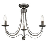 Brick Lane Handel 3 Light Chandelier Brushed Silver Ironwork –  from Amos Lighting + Home