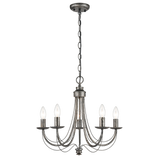 Brick Lane Handel 5 Light Chandelier Brushed Silver Ironwork –  from Amos Lighting + Home