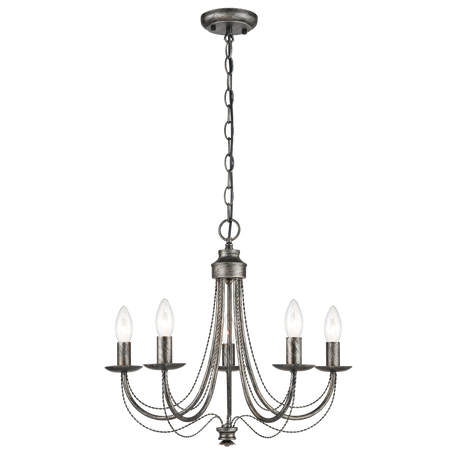 Brick Lane Handel 5 Light Chandelier Brushed Silver Ironwork –  from Amos Lighting + Home