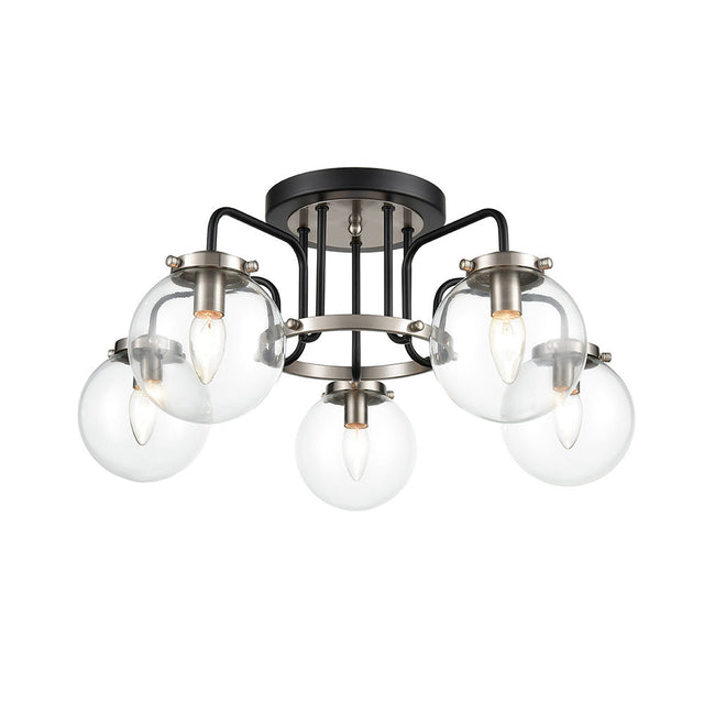 Brick Lane Jude 5 Armed Ceiling Light Matt Black and Glass –  from Amos Lighting + Home