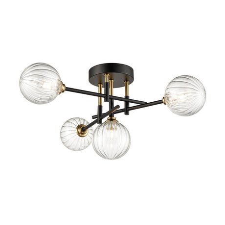 Brick Lane Kingsway Bathroom 4lt Ceiling Light Black and Brass –  from Amos Lighting + Home