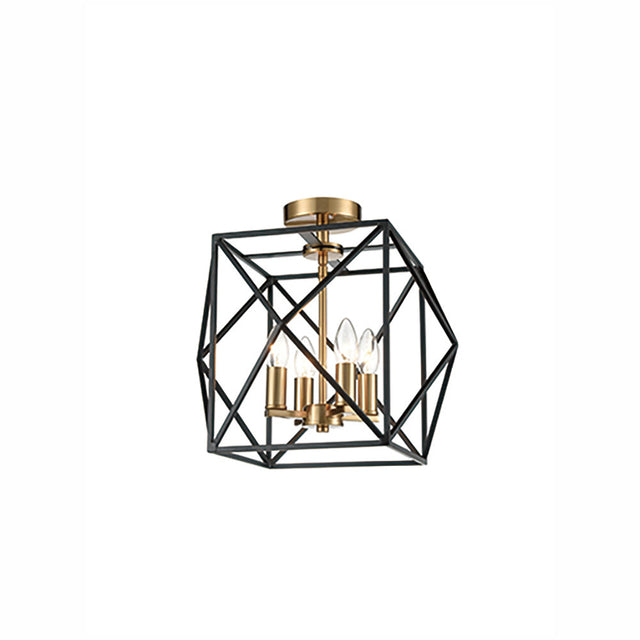 Brick Lane Trafalgar Caged Flush Chandelier Black and Gold –  from Amos Lighting + Home