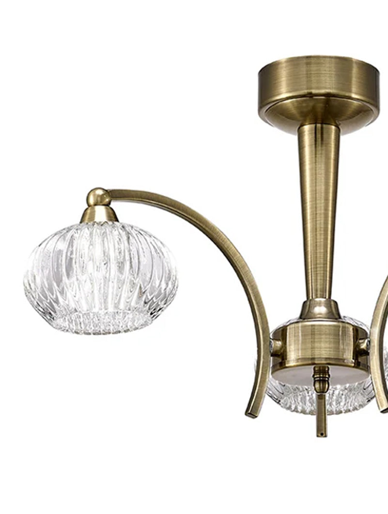 Brick Lane Wave 3lt Semi Flush Ceiling Light Antique Bronze –  from Amos Lighting + Home