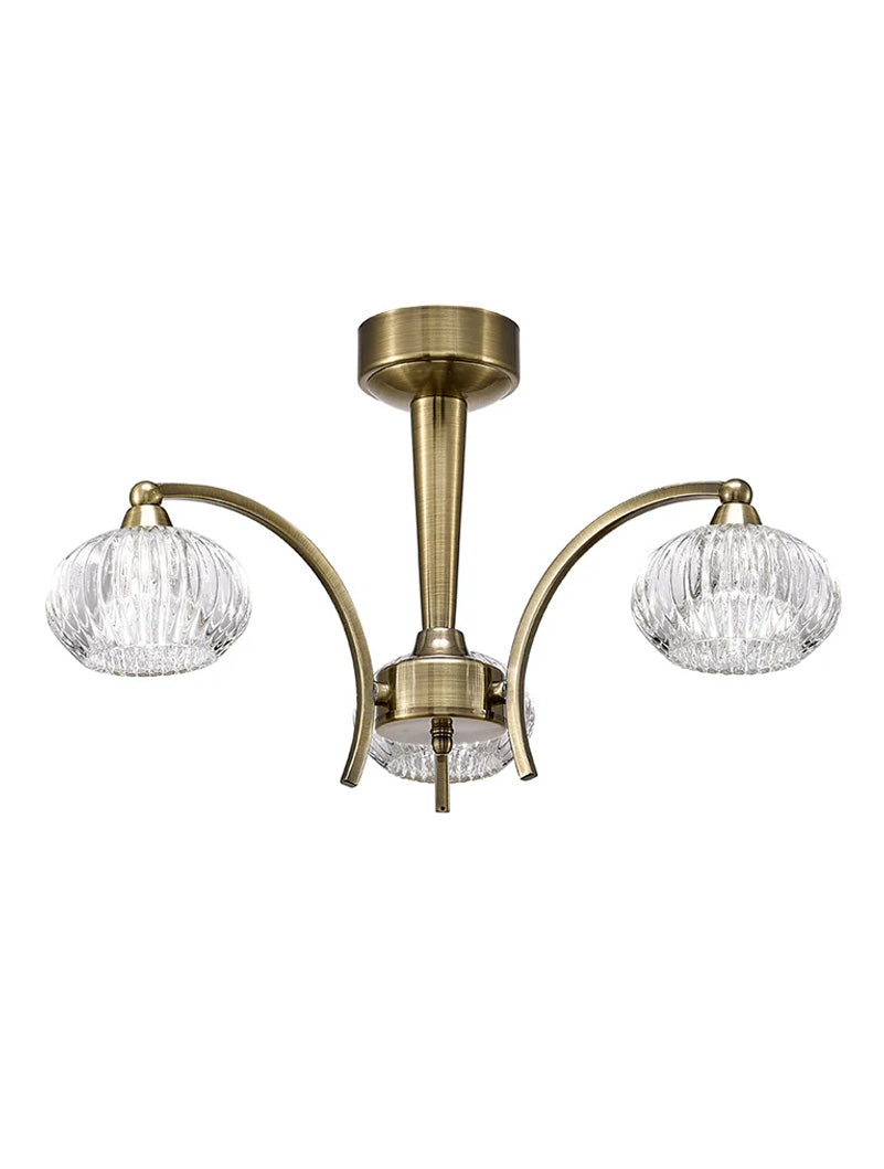 Brick Lane Wave 3lt Semi Flush Ceiling Light Antique Bronze –  from Amos Lighting + Home