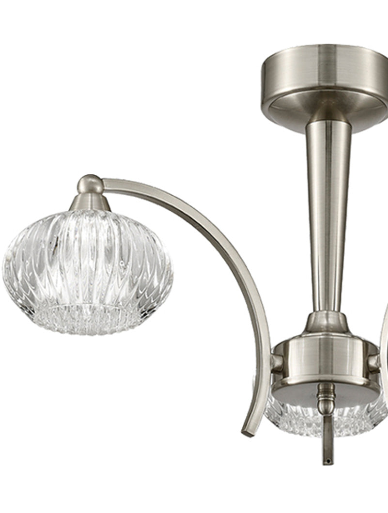 Brick Lane Wave 3lt Semi Flush Ceiling Light Satin Nickel –  from Amos Lighting + Home