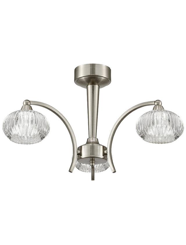 Brick Lane Wave 3lt Semi Flush Ceiling Light Satin Nickel –  from Amos Lighting + Home