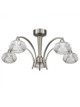 Brick Lane Wave 5 Semi Flush Ceiling Light Satin Nickel –  from Amos Lighting + Home