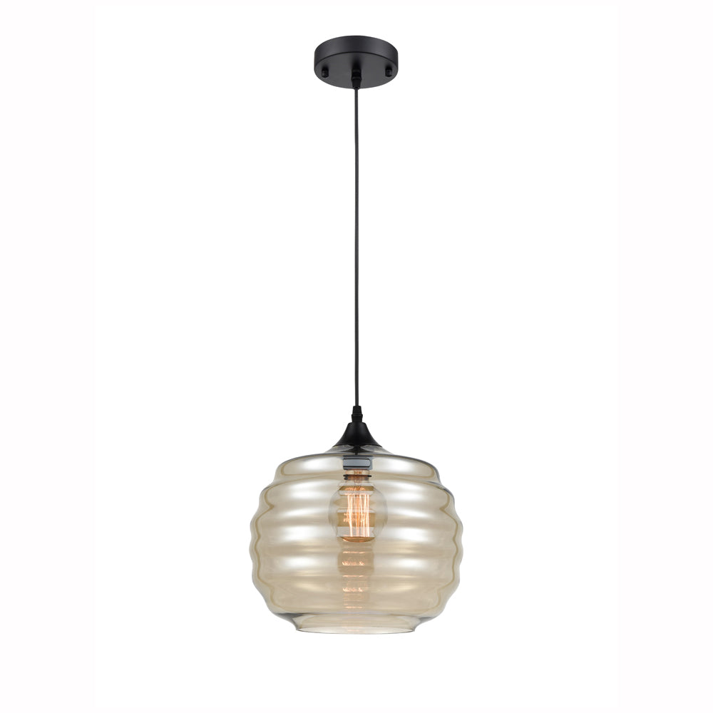 Brick Lane Wythburn Pendant Pale Amber Glass –  from Amos Lighting + Home