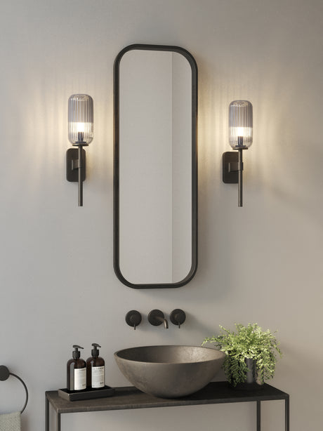 Astro Tacoma Reed Ribbed Glass Smoke Lampshade Shade