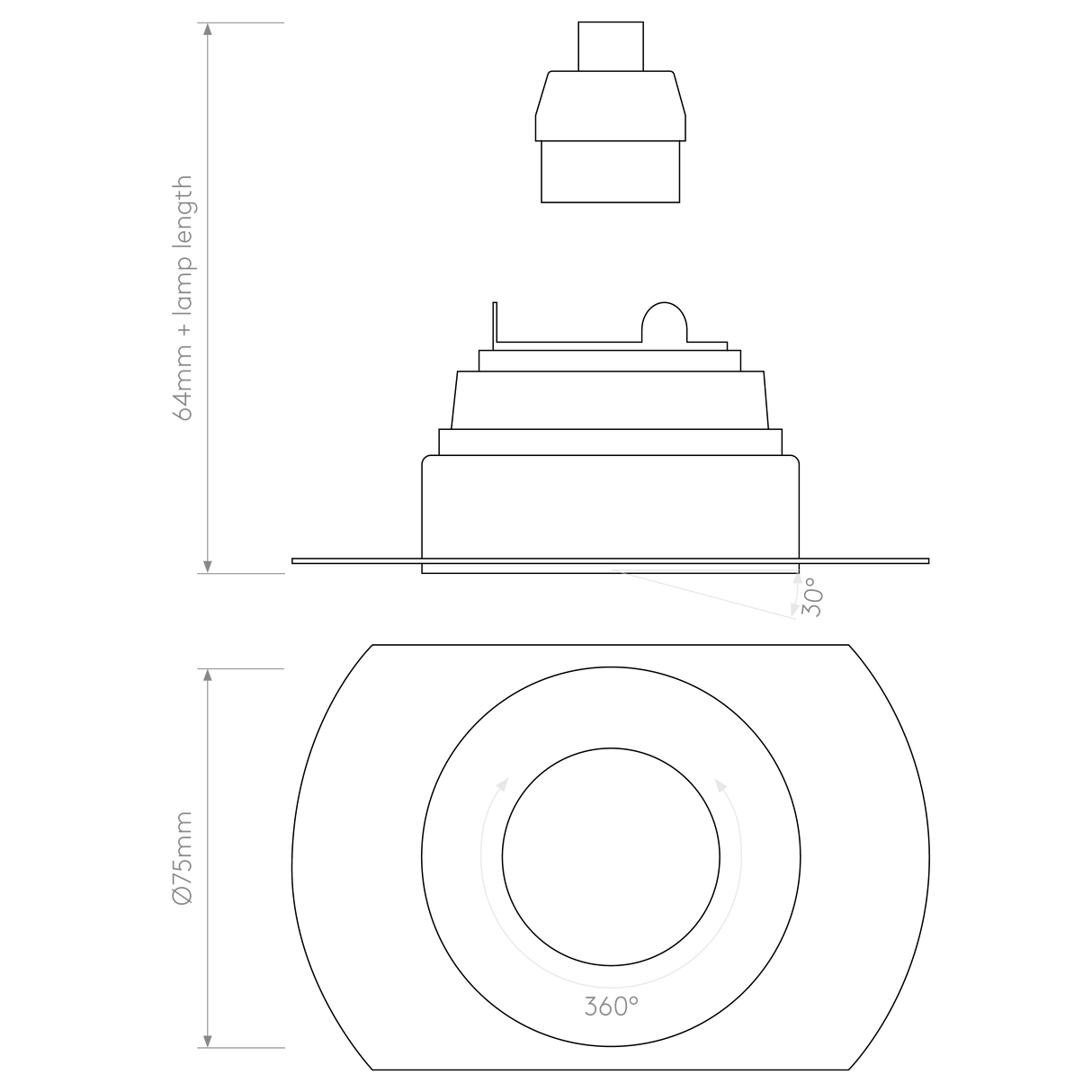 Astro Trimless Slimline Round Adjustable Fire-Rated Matt White Interior Downlight