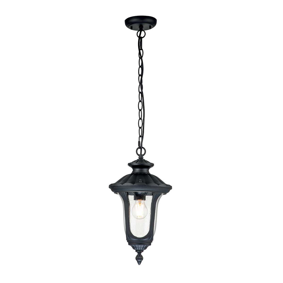 Elstead Chicago 1 Light Small Chain Lantern - Textured Black