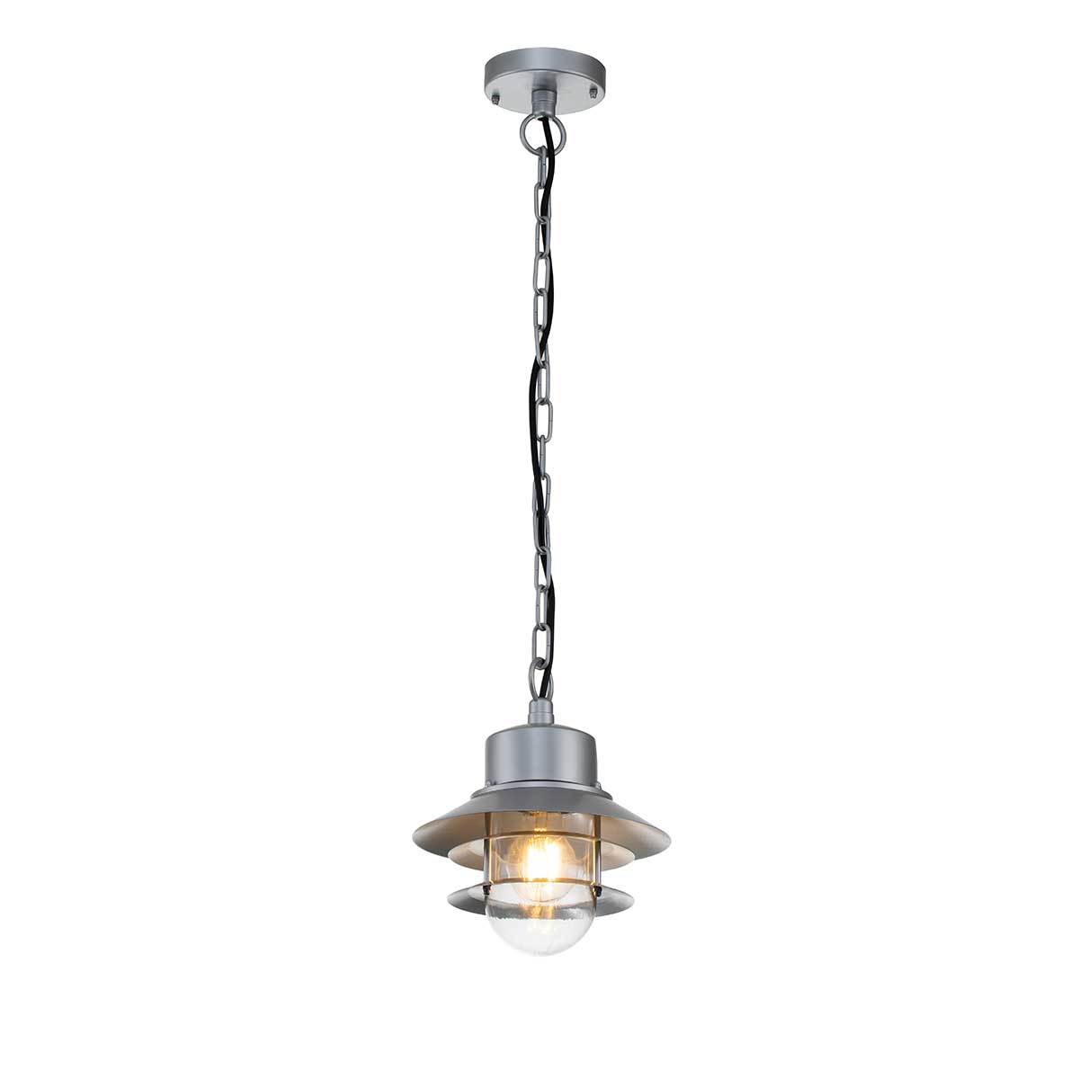 Elstead Copenhagen 1 Light Chain Lantern Silver