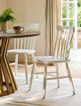 Garden Trading Spindle Back Chair Beech Wood, Lily White, Set of 2