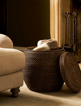 Garden Trading Wittering Side Table With Removable Lid - Rattan, Antique Brown