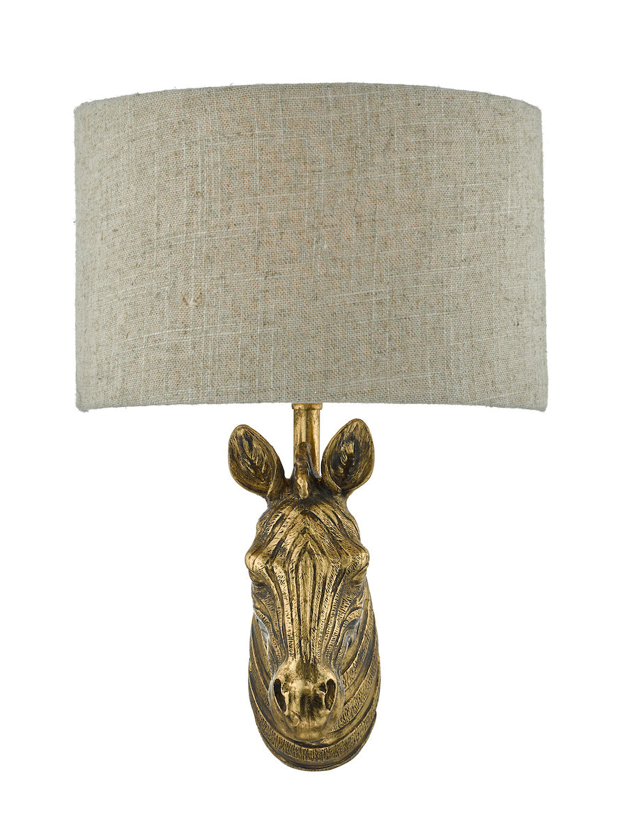 Dar Abby Zebra Wall Light Gold with Natural Linen Shade –  from Amos Lighting + Home