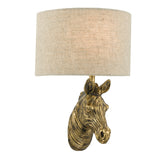 Dar Abby Zebra Wall Light Gold with Natural Linen Shade