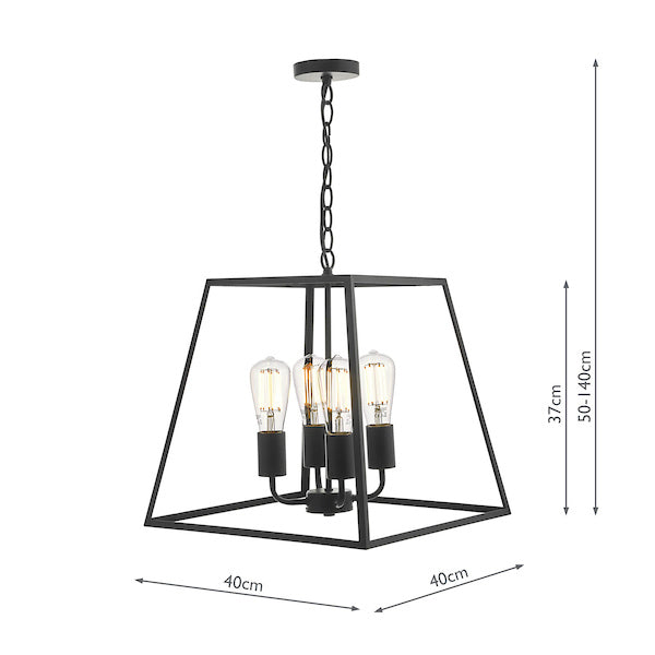 Dar Academy 4 Light Lantern Black –  from Amos Lighting + Home