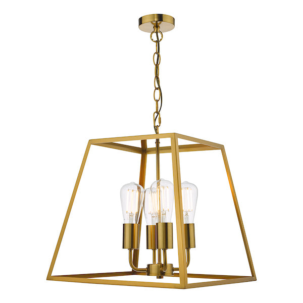 Dar Academy 4 Light Lantern Natural Brass –  from Amos Lighting + Home