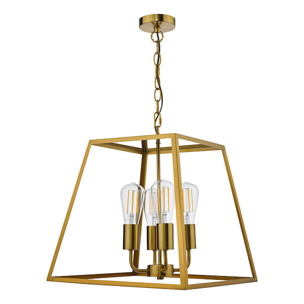 Dar Academy 4 Light Lantern Natural Brass –  from Amos Lighting + Home