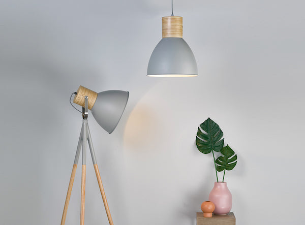 Dar Adna Floor Lamp Grey and Wood –  from Amos Lighting + Home