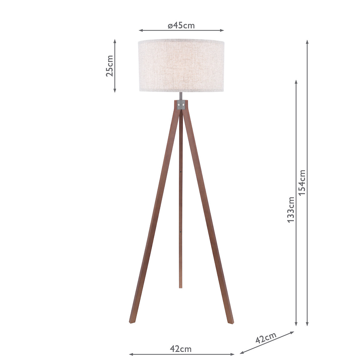 Dar Armitage Tripod Floor Lamp Dark Wood With Shade –  from Amos Lighting + Home