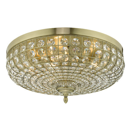 Dar Asmara 5 Light Flush Antique Brass Crystal –  from Amos Lighting + Home