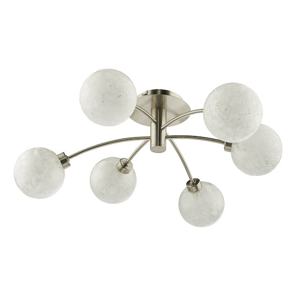 Dar Avari 6lt Semi-Flush Satin Nickel & Frosted Glass –  from Amos Lighting + Home