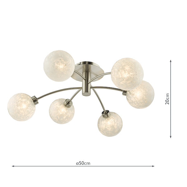 Dar Avari 6lt Semi-Flush Satin Nickel & Frosted Glass –  from Amos Lighting + Home