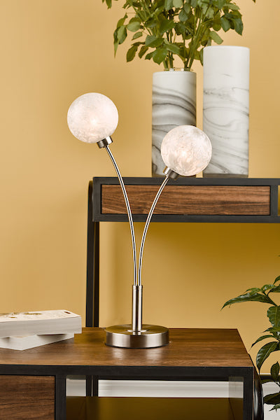 Dar Avari Table Lamp Satin Nickel & Frosted Glass –  from Amos Lighting + Home