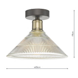 Dar Boyd Flush Light Antique Brass and Prismatic Glass –  from Amos Lighting + Home