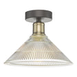 Dar Boyd Flush Light Antique Brass and Prismatic Glass –  from Amos Lighting + Home