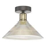 Dar Boyd Flush Light Antique Brass and Prismatic Glass –  from Amos Lighting + Home