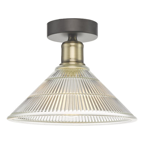 Dar Boyd Flush Light Antique Brass and Prismatic Glass –  from Amos Lighting + Home