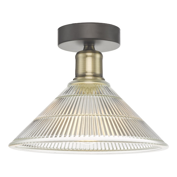 Dar Boyd Flush Light Antique Brass and Prismatic Glass –  from Amos Lighting + Home