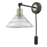 Dar Boyd Single Wall Light Antique Brass & Matt Black - Plug In –  from Amos Lighting + Home