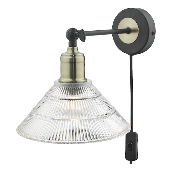 Dar Boyd Single Wall Light Antique Brass & Matt Black - Plug In –  from Amos Lighting + Home