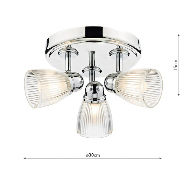 Dar Cedric Bathroom 3 Light Spotlight Polished Chrome Glass IP44 –  from Amos Lighting + Home