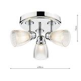 Dar Cedric Bathroom 3 Light Spotlight Polished Chrome Glass IP44 –  from Amos Lighting + Home