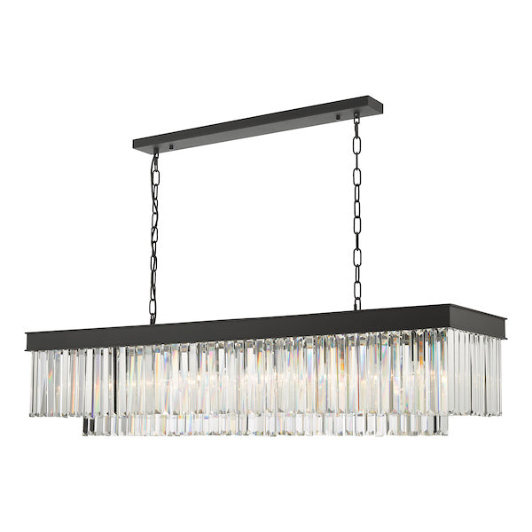 Dar Celeus 6 Light Bar Pendant Chandelier Anthracite & Crystal –  from Amos Lighting + Home