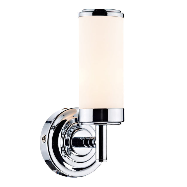 Dar Century Bathroom Wall Light Polished Chrome Opal Glass IP44 –  from Amos Lighting + Home