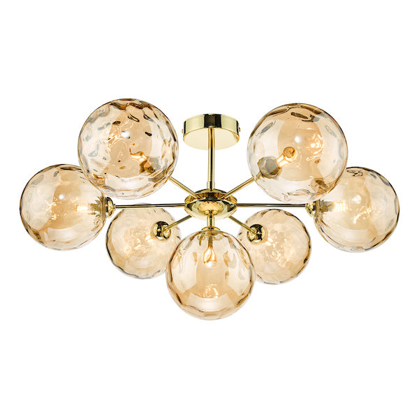 Dar Cohen 7lt Semi-Flush Gold & Champagne Glass –  from Amos Lighting + Home