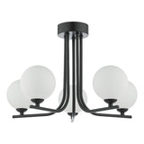 Dar Cradle 5 Light Semi Flush Matt Black Opal Glass –  from Amos Lighting + Home