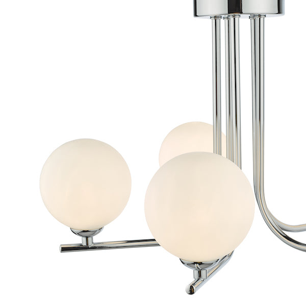 Dar Cradle 5 Light Semi Flush Polished Chrome Opal Glass –  from Amos Lighting + Home