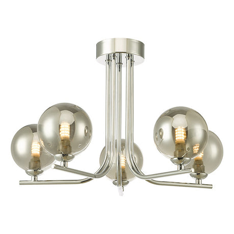 Dar Cradle 5 Light Semi Flush Polished Chrome Smoked Glass –  from Amos Lighting + Home