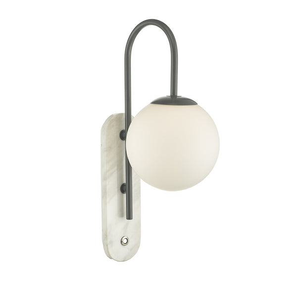 Dar Deuce Bathroom Wall Light Marble with Opal Glass –  from Amos Lighting + Home