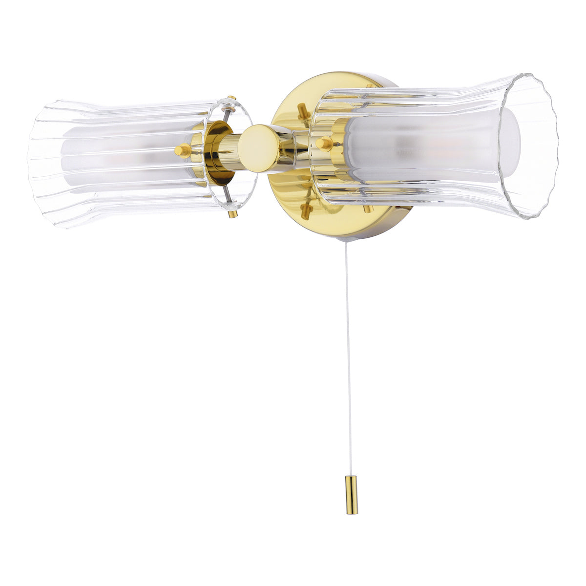 Dar Elba Bathroom 2 Light Wall Light Polished Gold Glass IP44 –  from Amos Lighting + Home