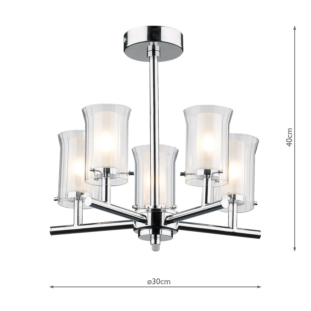 Dar Elba Bathroom 5 Light Semi Flush Chandelier Polished Chrome IP44 –  from Amos Lighting + Home