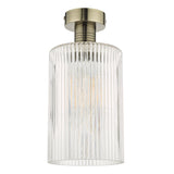 Dar Emerson Semi Flush Antique Brass & Cylinder Ribbed Glass –  from Amos Lighting + Home