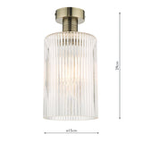 Dar Emerson Semi Flush Antique Brass & Cylinder Ribbed Glass –  from Amos Lighting + Home