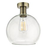 Dar Emerson Semi Flush Antique Brass &amp; Round Clear Glass –  from Amos Lighting + Home